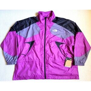 NWT The North Face TNF X Jacket Women's Full Zip Black Purple Windbreaker XXL